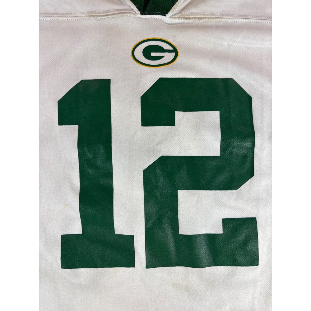 NFL Team Apparel Green Bay Packers Aaron Rodgers 12 Youth XL White Away Jersey - Picture 3 of 8